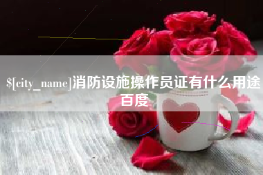 浙江消防设施操作员证有什么用途百度